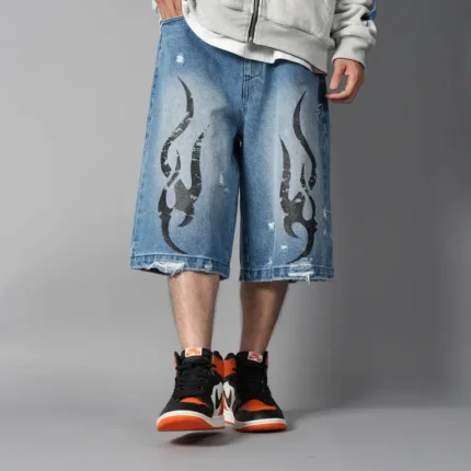Chew Forever Tribal Denim Five-Pocket Shorts