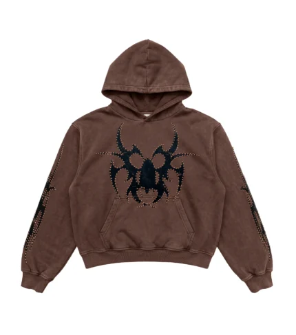 Chew Brown Rose Gold Studded Roach Hoodie