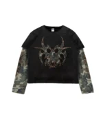 Chew Forever Black Camo Rose Gold Studded Roach Longsleeve