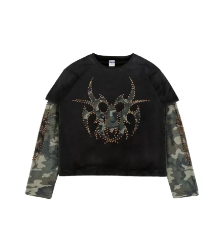 Chew Forever Black Camo Rose Gold Studded Roach Longsleeve