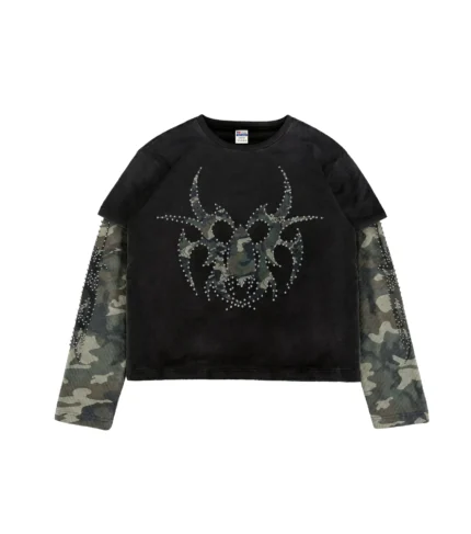 Chew Forever Black Camo Silver Studded Roach Longsleeve