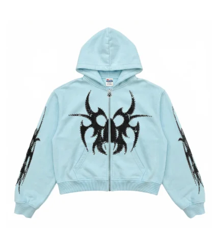 Chew Forever Blue Silver Studded Roach Zip-Up