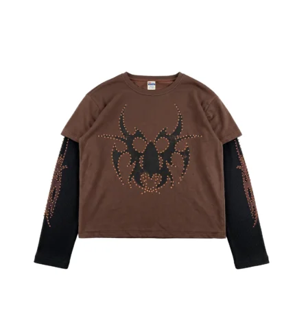 Chew Forever Brown Rose Gold Studded Roach Longsleeve