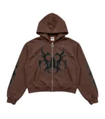 Chew Forever Brown Silver Studded Roach Zip-Up