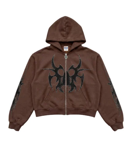 Chew Forever Brown Silver Studded Roach Zip-Up