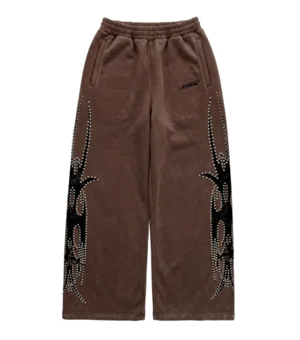 Chew Forever Brown Silver Studded Sweatpants