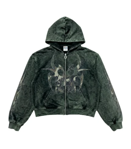 Chew Forever Camo Silver Studded Roach Zip-Up