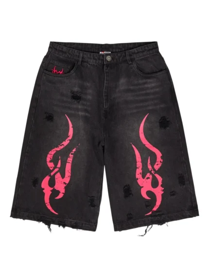Chew Forever Graphic Distressed Shorts