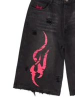 Chew Forever Graphic Distressed Shorts Zoom