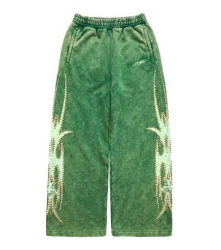 Chew Forever Green Rose Gold Studded Sweatpants