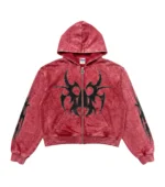 Chew Forever Red Silver Studded Roach Zip-Up