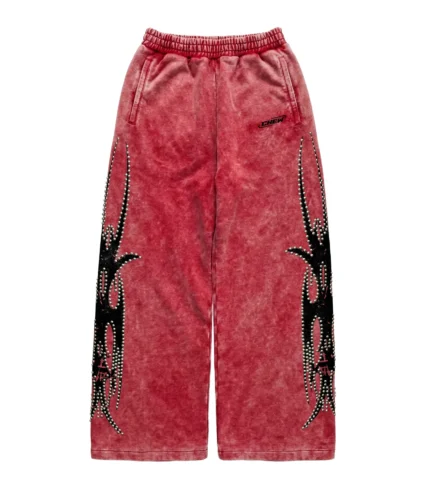Chew Forever Red Silver Studded Sweatpants