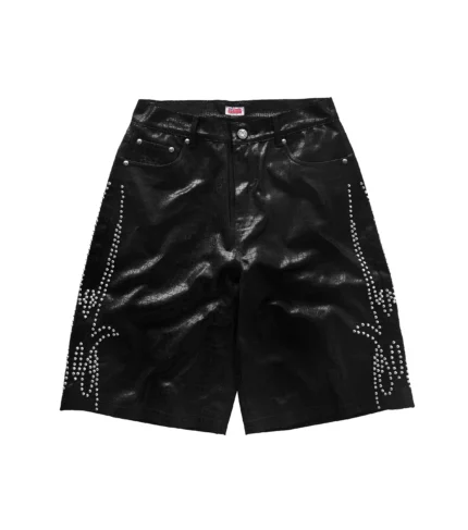 Chew Forever Studded Black Reptilian Shorts
