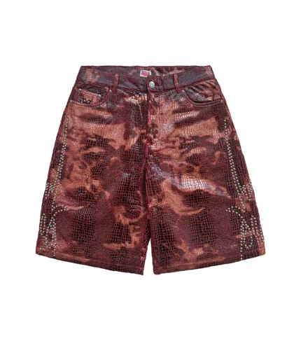 Chew Forever Studded Red Reptilian Shorts