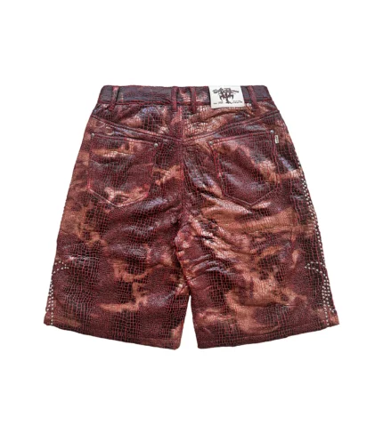 Chew Forever Studded Red Reptilian Shorts Back
